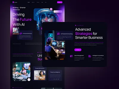AI Technology Dark Futuristic Landing Page about us ai dashboard design app artificial blog button card dashboard design ecommerce intelligence landing landing page design modern modern app design portfolio technology ui website