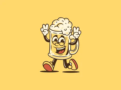 Beer Fresh - Retro Mascot Illustration beer cartoon character drink fresh graphic design illustration retro retro cartoon retro character summer
