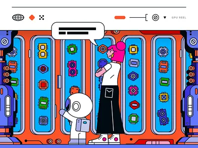 Modular Illustration – Max & Ava showcase 70s astronaut bashbashwaves chip converse gpu illustration loop looping modular motion design motion graphics psychedelia redhead retro retrofuturism rhox tech vintage weird