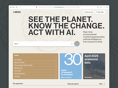 AI-Powered Environmental Monitoring Platform ai clean design climate change environment figma minimal design modern ui monitoring research technology typography ui design ux design web design