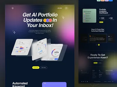 AI Portfolio Tracking Website ai tracking ai website analysis tool analytics dashboard client hunting website dark website designer gradient graph keyword identification personal website portfolio tracking portfolio website ui ux website design
