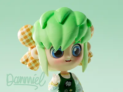 3d girl mascot design - waitress outfit 3d blind branding coffee design girl graphic design illustration ip mascot restaurant toy waitress