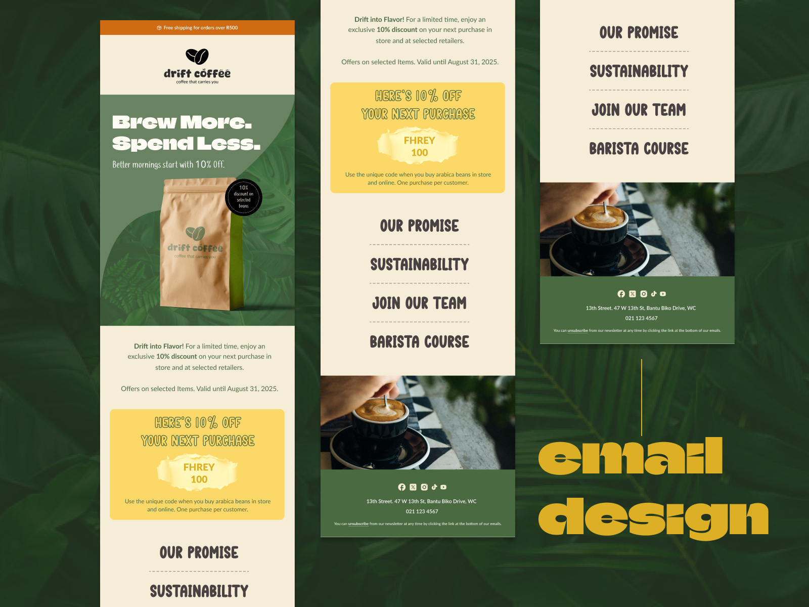 Coffee Brand Emailer brandidentitiy branding coffeebrand designdaily emailer emailmarketing klaviyo newsletter