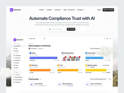 AI Risk Management - Website ai artificial intelligence automate compliance b2b clean ui compliance design digital product dribbble freelance freelancer landing page minimalist ui pipeline popular ui uiux web development website website forum