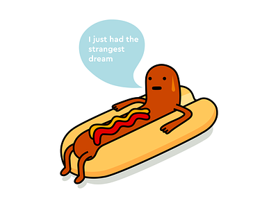 Dream bun cartoon character design dream dribbble fastfood food hotdog illustration ketchup mascot meat mustard