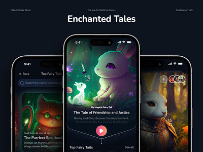 ✨ Enchanted Tales - the app for bedtime stories ✨ app bedtime book character design dream fairy tale illustration kids mobile relax ui ux