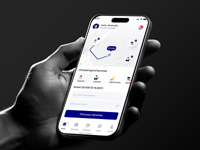 Service Finder Mobile App UI/UX Design clean interface