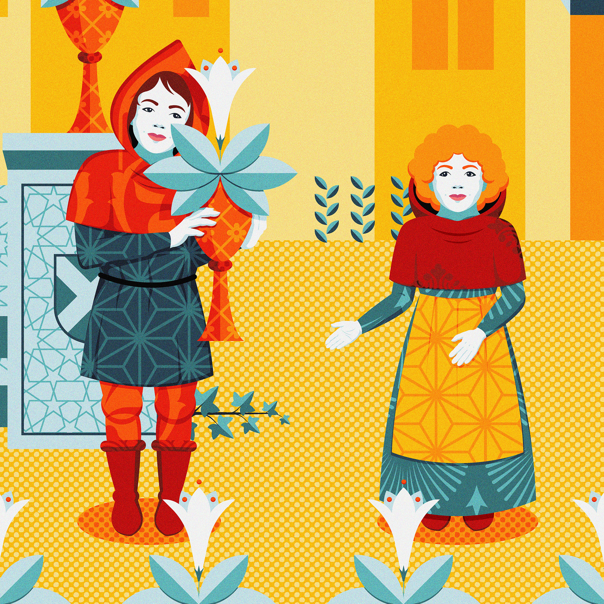 Arcana Minor - 6 of Cups 6 of cups adobe illustrator arcana minor blue cards children contrast daily art deck flat design illustration patterns playing cards red stylized tarot vector vector illustration yellow