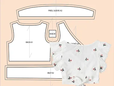 Baby Girl Ruffle Sleeve Top – Sewing Pattern 3d 3dmockup animation branding design fashion illustration fashiondesign fashionillustration graphic design illustration logo motion graphics tech pack ui