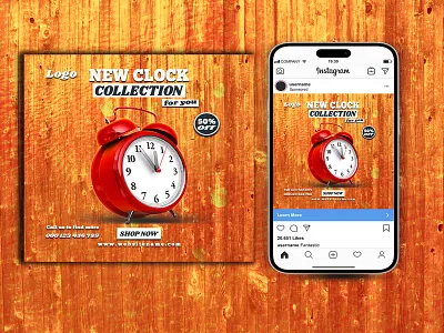 Clock social media post design accessories accessories design advertising alarm clock alarm clock web banner brand identity branding clock clock branding clock marketing design clock social media post template design graphic design marketing social media marketing social media post watch web banner web design
