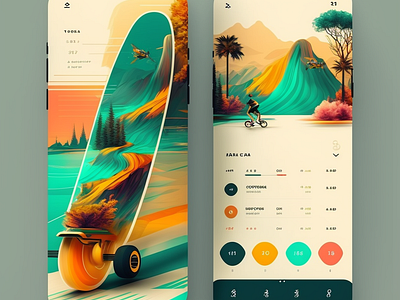 App design for buying a longboard :)) design graphic design illustration midjourney ui