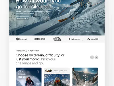 Adventure Website Design adventure website design design exploration website figma framer hiking website landing page mountain exploration outdoor lifestyle brand travel website design ui uiux web design website design