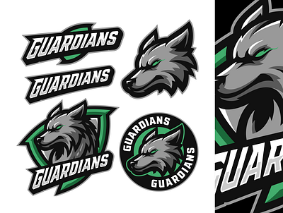 Grey Wolf Logo Pack Done for GUARDIANS branding design esport esportlogo gaming guardian guardians logo logobranding logopack mascot sport sportlogo sports logo wolf wolf logo wolfdog wolflogo