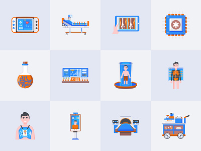 Medical Engineering icon Set art creative design digital engineering equipment flat graphic healthcare hospital icons illustration innovation lab medical minimal research science technology vector