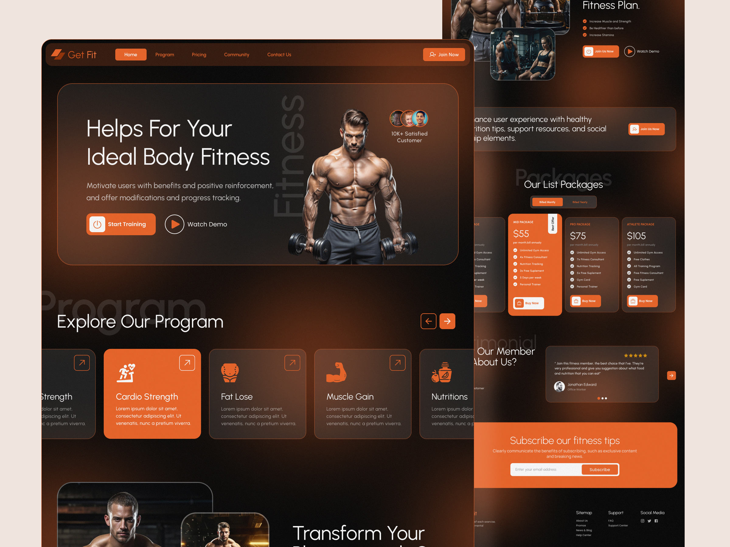 GetFit- Gym Center branding custom website design figma figma design figma layout figma prototype layout design mockup mockup design product product design prototype ui ux web design website concept website design website layout website mockup website template