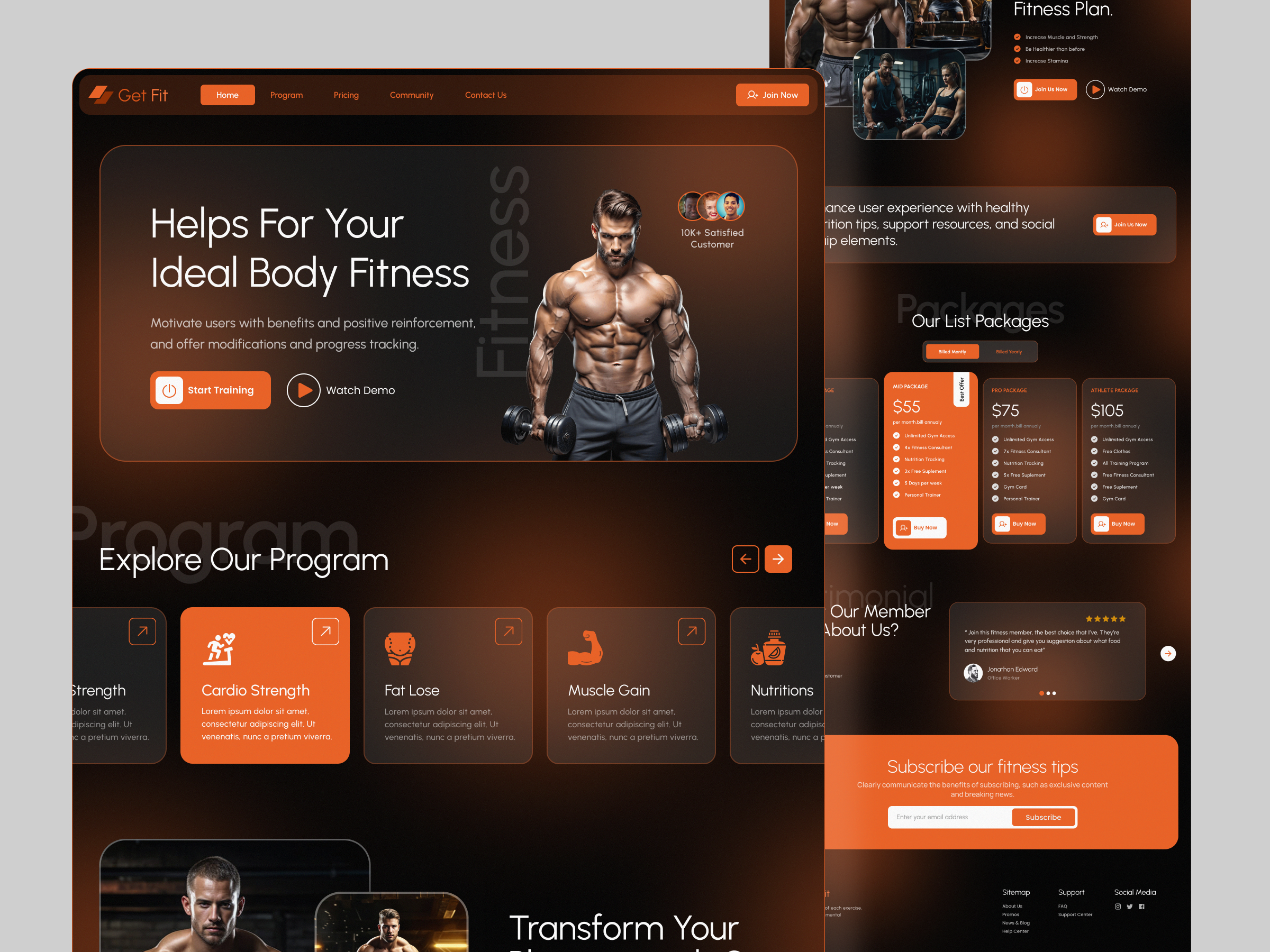 GetFit- Gym Center branding custom website design figma figma design figma layout figma prototype layout design mockup mockup design product product design prototype ui ux web design website concept website design website layout website mockup website template