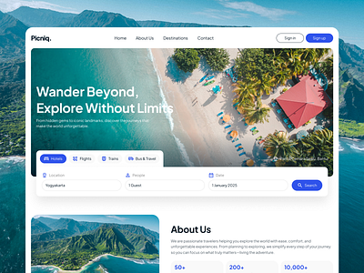 Picniq - Travel Agency Website bookingwebsite cleandesign cleanui figmadesign minimaldesign modernui modernweb responsivedesign travelagency travelui travelwebsite uidesign uiuxdesign userexperience uxdesign