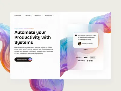 Productivity / Habit Tracker UI – Landing Page app design atomic habits behavior design creative direction design system glass hero section. landing page personal development product design productivity app saas design self improvement startup design system design