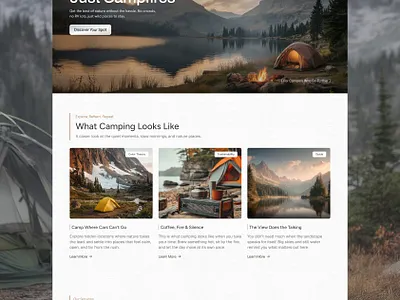 Nature Escape Landing Page Design adventure branding design eco design figma framer green living growth illustration landing page nature outdoor lifestyle relaxation travel ui uiux web design website design