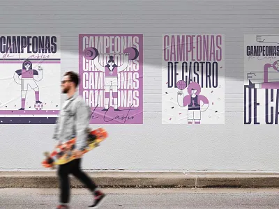 “CAMPEONAS DE CASTRO”⚽️🏀💜⁣ Identity billboard branding design download glued poster identity logo mockup mockups poster psd template typography