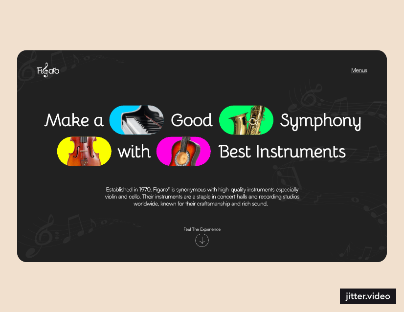 Figaro - Best instrument brand branding composer instrument landing page marketplace music musician pianist piano shop store ui ux violin web web desain