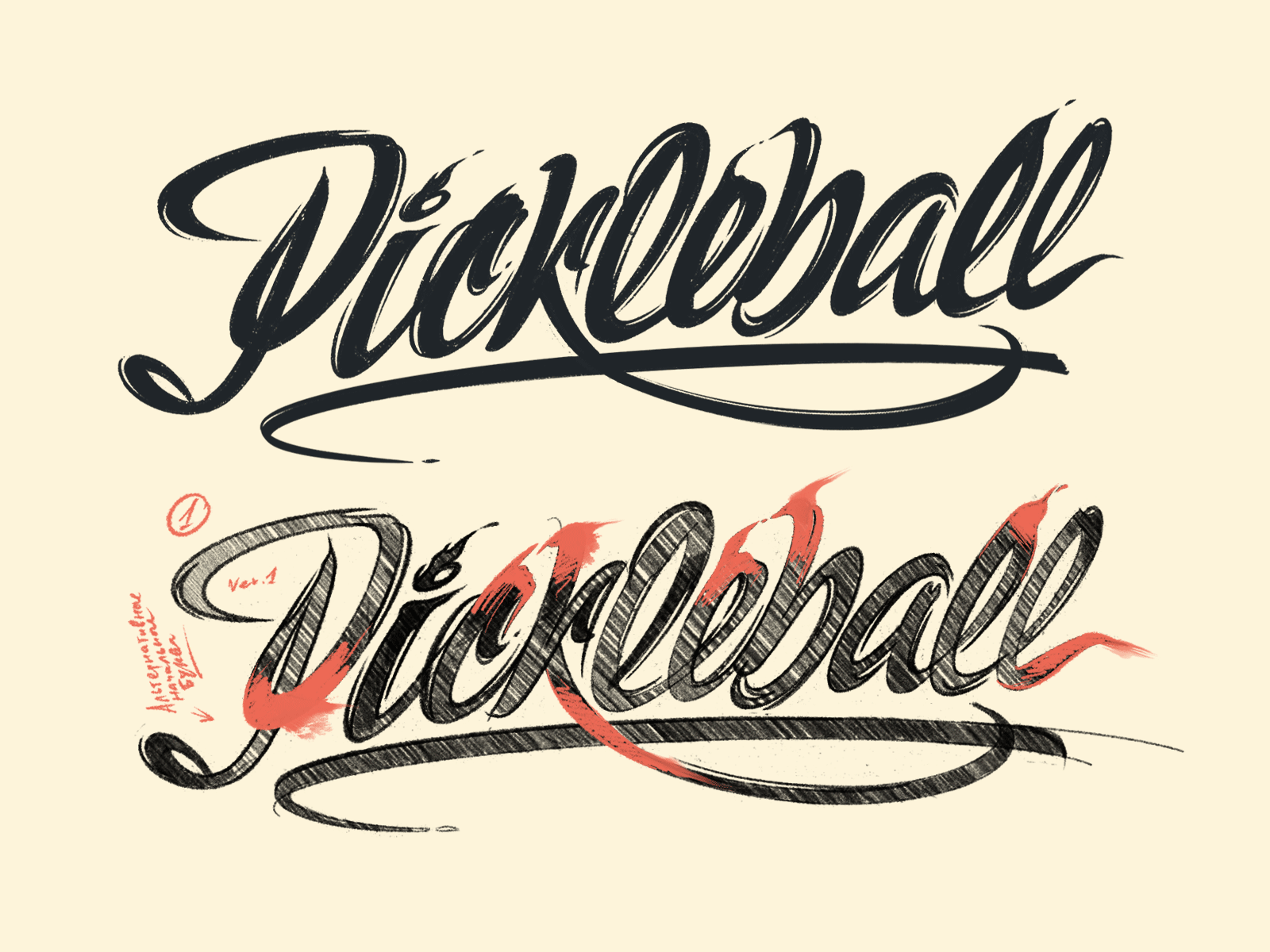 Pickleball – t-shirt design concept calligraphy clothing graphic design lettering sketch t shirt typography