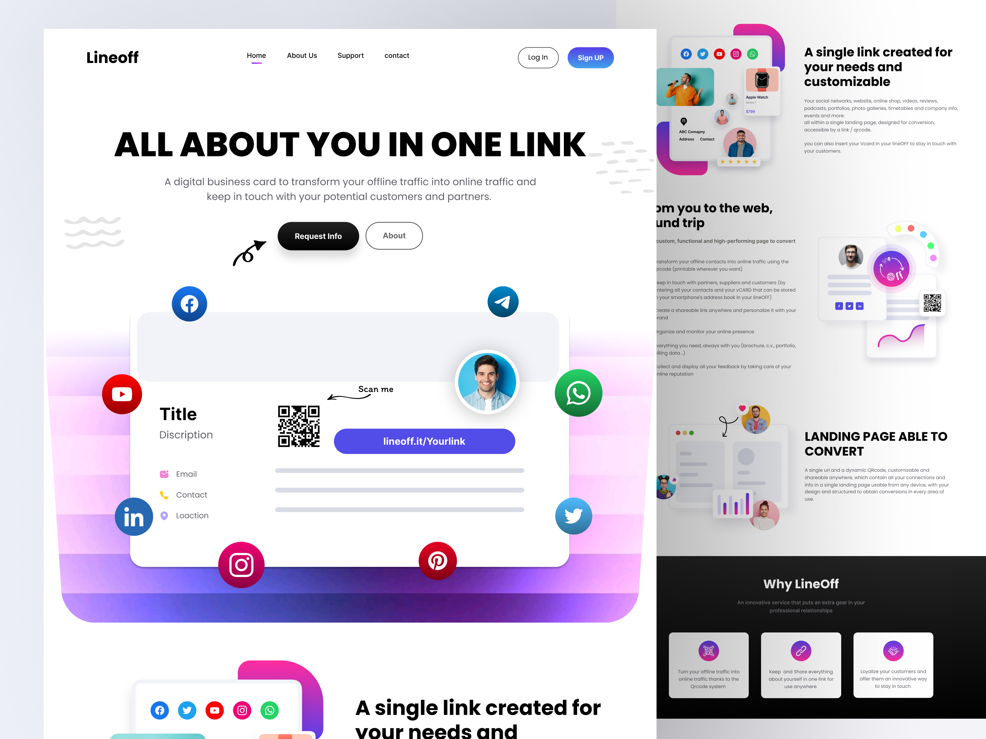 Link-in-bio SaaS UI/UX Design affiliate links influencers landing page link in bio microsite builder modern website nishar saas saas landing page saas website social media web web design website design