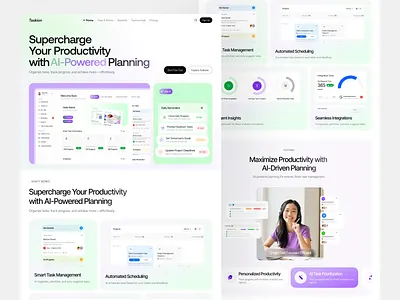 AI-Powered Task Management UI ai saas awe design saas saas landing page task management web web design website website redesign