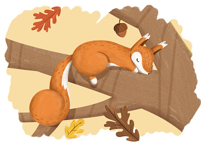 Autumn Squirrel autumn illustration photoshop texture