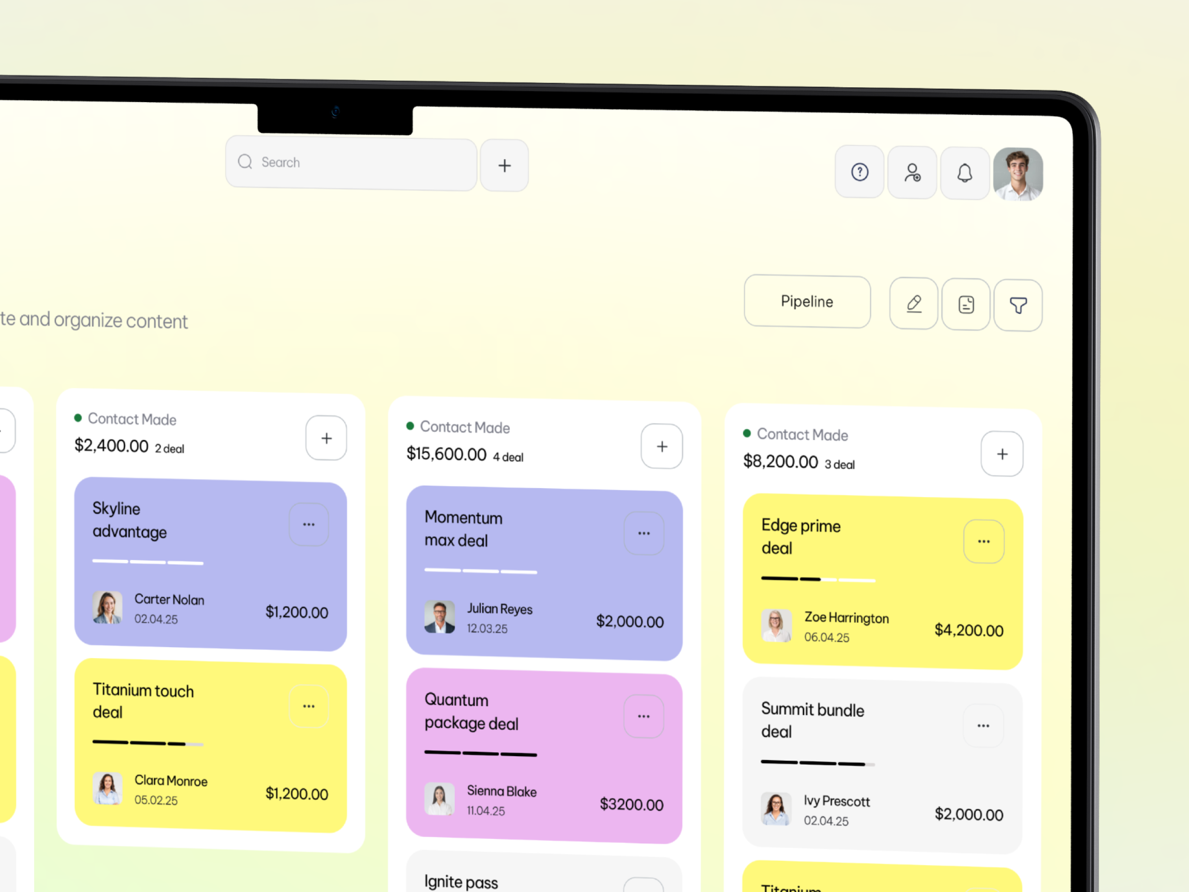 Pipedrive CRM - Deal Management Dashboard ai app automatio b2b business corporate crm dashboard figma finance pipeline product design saas sales software uiux web design