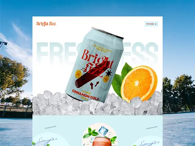 Bright Fizz | Refreshing Energy Drink Landing Page beverage can design drink energy juice landing page refreshing soda ui web design