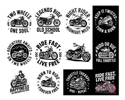 Motorcycle T-Shirt Design Bundle | Biker Quotes & Vintage Ride t