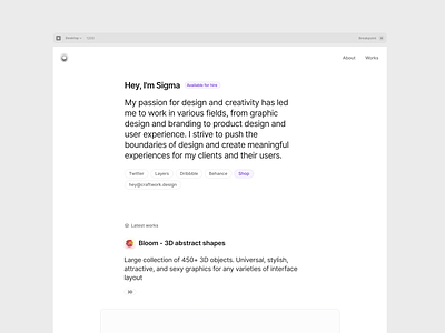 Sigma Portfolio Template craftwork cv framer free freebie minimal portfolio resposnsive template web website акфьук
