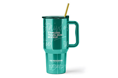 Stainless Steel Travel Mug Mockup beverage mug