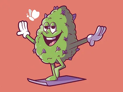 Meditatin Weed! brand branding character colors design funny graphic illustration logo mascot shirt vector weed