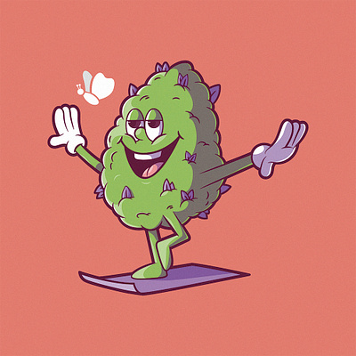 Meditatin Weed! brand branding character colors design funny graphic illustration logo mascot shirt vector weed