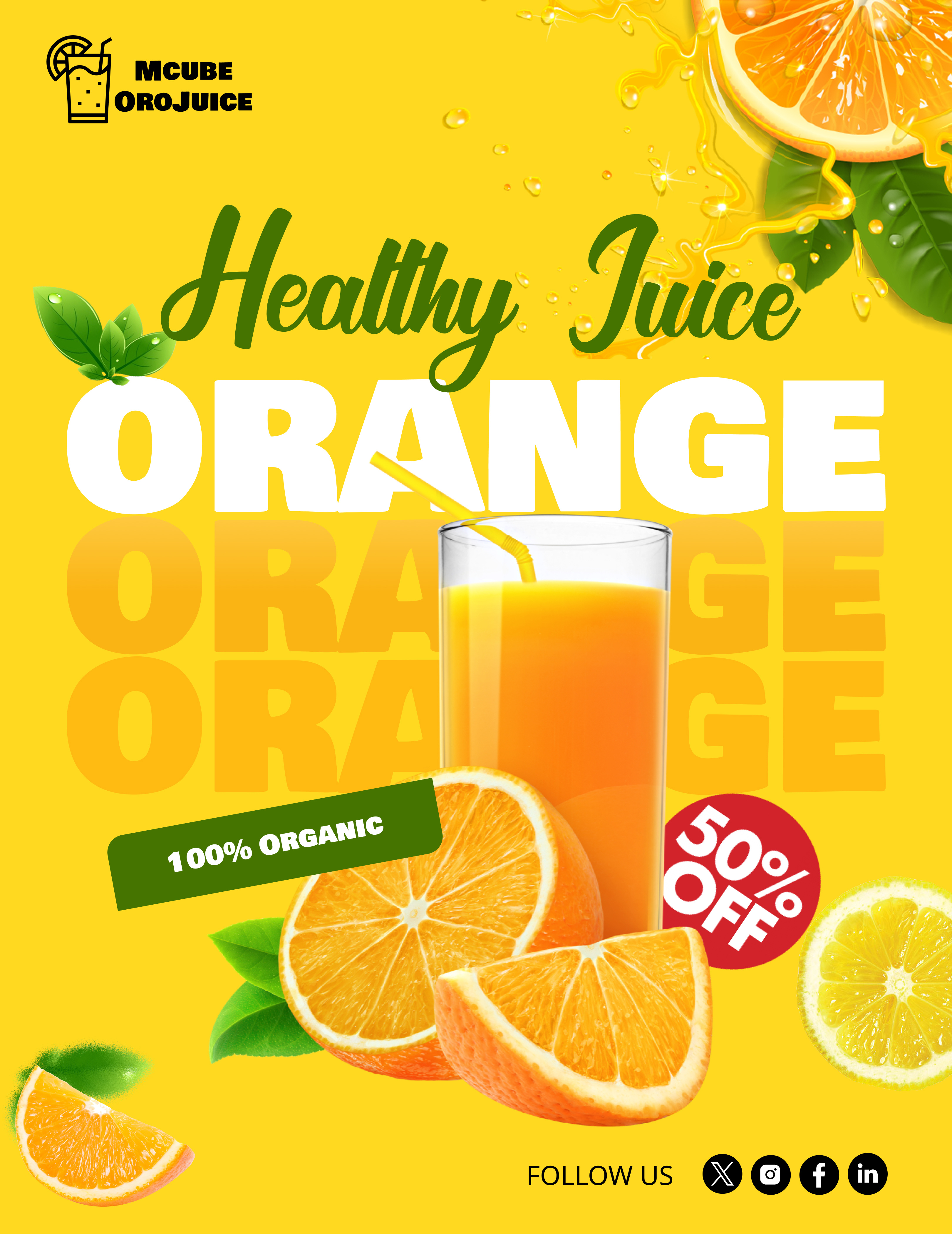 Orange – Fresh & Vitamin-C Rich Poster Design 3d animation branding design figma graphic design illustration logo ui website wellness campaign poster