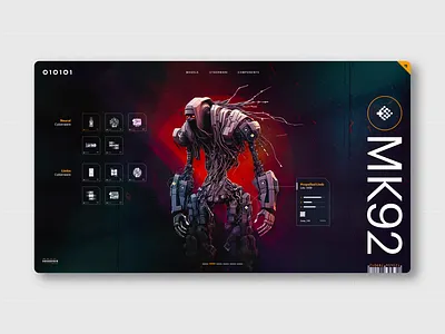 MECHA Character Customization by 010101 ai binary configurator cyberpunk game mecha midjourney minimal ps5 robot rpg skills tree tech techno technology urban videogame xbox