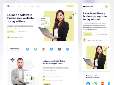 SAAS PRO - Responsive Design Page 3d animation branding business design graphic design illustration landing page logo mobile app design motion graphics product rakibuixd reasearch saas trend ui ui kit ux web