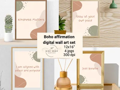Boho Affirmation Digital/Printable Wall Art Set digital wall art mental wellness metal health poster modern boho decor