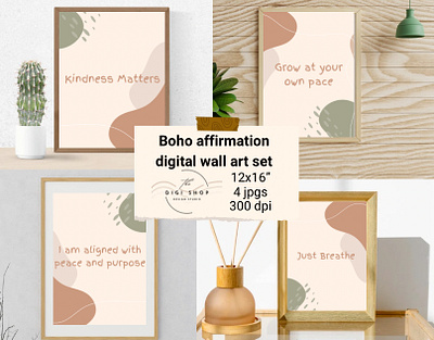 Boho Affirmation Digital/Printable Wall Art Set digital wall art mental wellness metal health poster modern boho decor