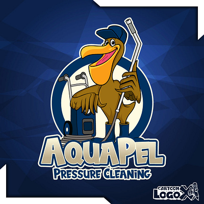 Custom Pressure Washing Cartoon Logo Design | AquaPel cartoon pressure washing logo pressure washing brand identity pressure washing cartoon pressure washing cartoon logo