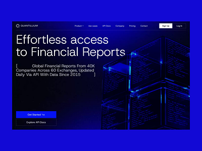 AI Landing page web design hero animation ✦ Quantillium ai animation design interaction landing page motion graphics service site startup ui ux web design website