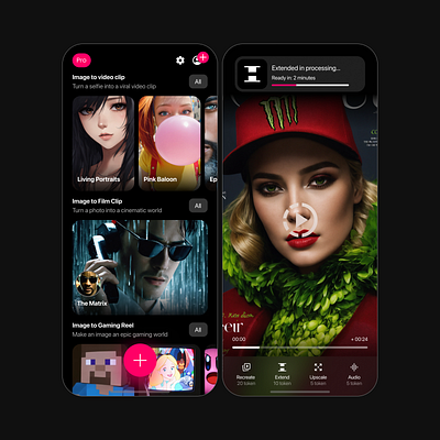 ImageToVideo App ai app dark imagetovideo ui