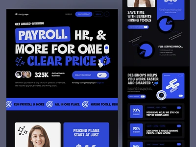 HR, Payroll, Employee: SaaS Platform Website Design | Dark b2b design employee hiring hr hr software hrms human resources human resources tool landingpage management tool minimal payroll recruiting recruitment saas scheduling tool uidesign uxdesign webdesign