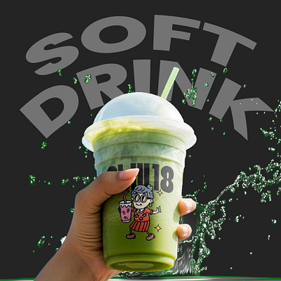 Social Media Post banner cold drink effect food juice social media post texchure typography