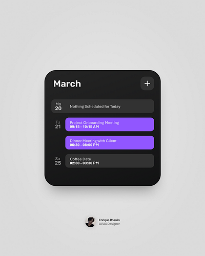 Google Calendar Widget Redesign | Dark Mode Theme calendar redesign ui widget
