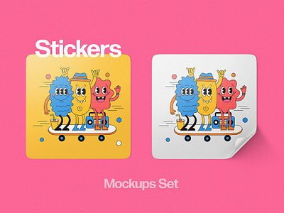 Square Sticker Mockups square