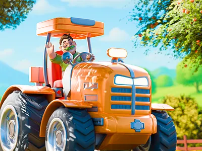 3D Character | Mr. Greenleaf 3d character 3d illustration 3dart animation blender character digitalart farm illustration tractor yellow