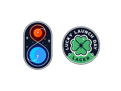 Starbase badges badge branding celtic design earth graphic design icon icon set illustration logo luck mars planet rocket shamrock space stars vector